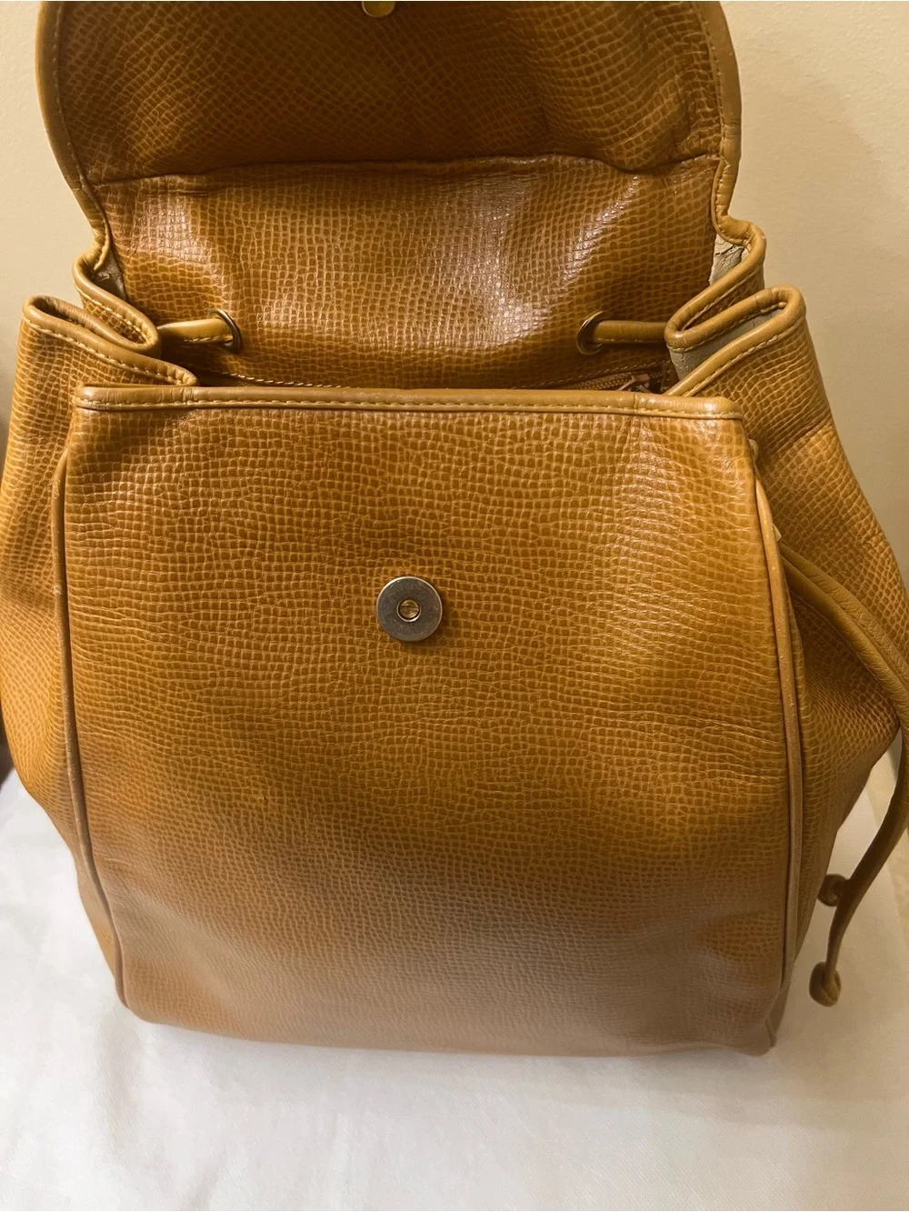 Christian Dior Large Cognac Textured Leather Backpack